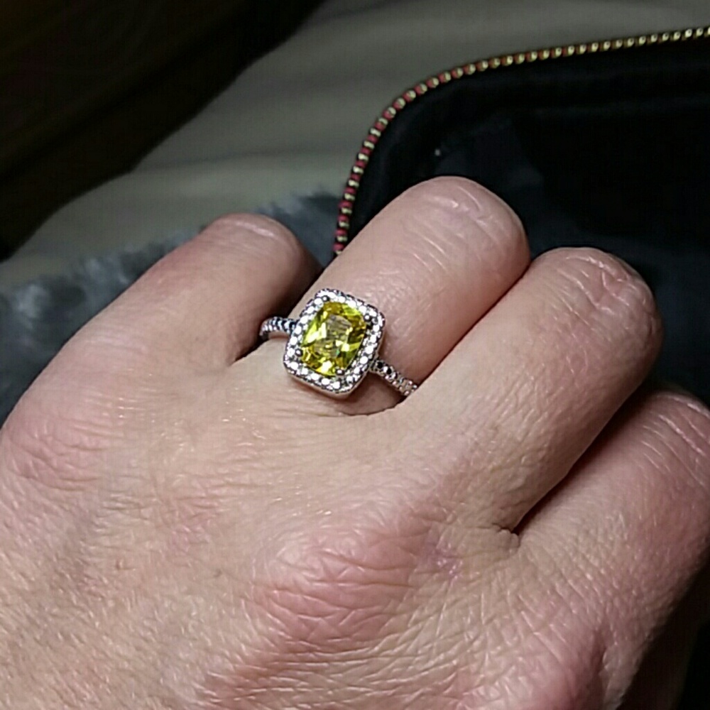 Brilliant Cut Halo Conary CZ with CZ accents SZ 7